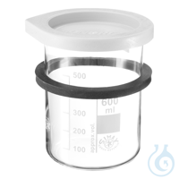 SONOREX SD 06 Inset beaker with lid and rubber ring, 0,6 liter Glass, 600 ml, for hanging in...