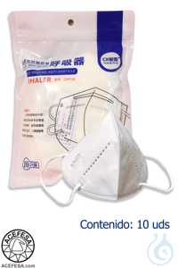 Mascarilla contra partículas sólidas y líquidas, sin válvula, KN95