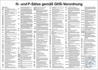 Info-Tafel mit allen H- und P-Sätze gemäß GHS-Verordnung Info-Tafel mit allen H- und P-Sätze...