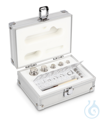 E1 1 mg - 100 g Set of weights, in aluminium case, Stainless steel Weight set, cylindrical,...