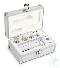 E1 1 mg - 200 g Set of weights, in aluminium case, Stainless steel Weight set, cylindrical,...