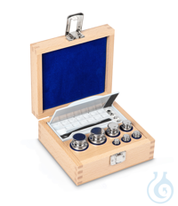 E1 1 g - 200 g Jeu de poids, dans un étui en bois, acier inoxydable poli Jeu de poids, forme...