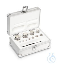 E1 1 g - 200 g Set of weights, in aluminium case, Stainless steel Weight set, cylindrical,...