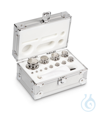 E1 1 g - 500 g Jeu de poids, dans un étui en aluminium, acier inoxydable poli Jeu de poids, forme...