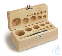 Wood weight case 335-040-200, for nominal values 1 mg - 200 g, for classes F2...