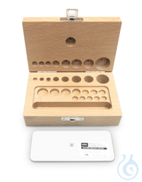 Wood weight case 354-420-200, for nominal values 1 g - 50 g, for classes F2 +...
