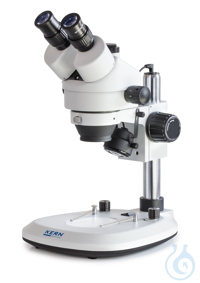 Stereozoom microscoop trinoculair, Greenough; 0.7-4.5x; HWF10x20; 3W LED De KERN OZL 464-serie...