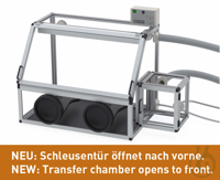 SICCO Glove Box Pure with Transfer Chamber, B 1210 x H 700 x T 600 mm Aluminium 