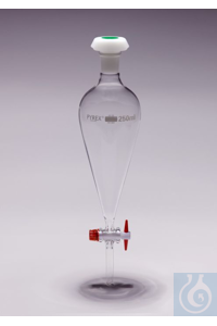 50ml sep funnel conical PYREX SEPARATING FUNNEL, CONICAL, PTFE KEY, GLASS...