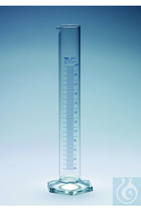 MEAS.CYL. SPOUTED HEX FOOT 5ML MBL MEASURING CYLINDER WITH SPOUT, BLUE...