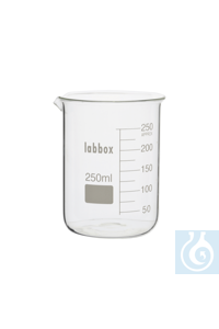 Vaso de precipitados forma baja, 250 ml, LBG 3.3, 12 Uds.