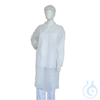 Bata desechable para visitantes de 40 g, PP, color blanco, sin bolsillos, talla