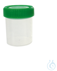 Frasco roscado para muestras, tapa verde, 25 ml, Ø37 x 44 mm, PP, 1000 uds