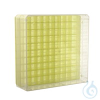 Caja de PP para 100 criotubos de 1-2 ml, amarilla