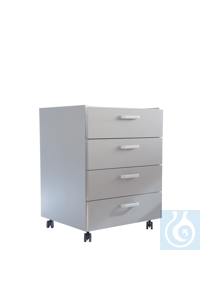 Mueble auxiliar de laboratorio con ruedas, un cajón y una puerta, 600 x 520 x 80