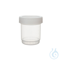 Frasco apilable de PP roscado para muestras, 80 ml, PP, 500 Uds. Tapa Blanca