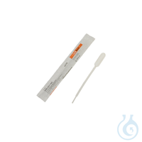 Pipeta Pasteur, grad. en 0,25 ml hasta 1 ml, cap. total 5 ml, PE, estéril en bol