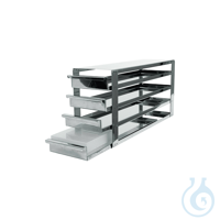 Rack con bandejas extraíbles de acero inoxidable para 2 x 3 cajas de altura 125