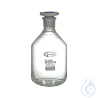 Frasco transparente para reactivos boca estrecha con tapón de PP, 250 ml, GLASSC