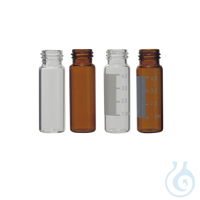 Vial para cromatografía ámbar, 15 x 45 mm, 4 ml, boca de rosca, 100 uds