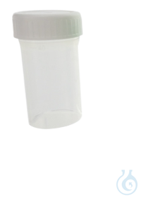 Frasco roscado para muestras, tapa blanca, 25 ml, Ø37 x 44 mm, PP, 1000 uds