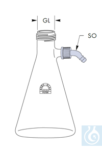 Filtering flask, erlenmeyer shape 500 ml, GL 32, GL 14 connection, Robu® Filtering flask,...