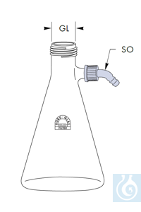 Afzuigfles, erlenmeyer vorm 250 ml, GL 32, GL 14 aansluiting, Robu® Afzuigfles, erlenmeyer vorm...