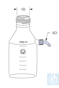 Saugflasche ohne Schraubkappe, 2000 ml, GL 45, GL 14 Anschluss, Robu® Saugflasche ohne...