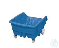 Tipping trolley liquid-tight PE blue V=750 L, 1145x1560x925