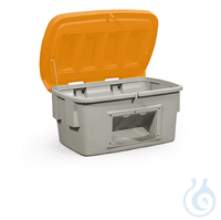 Grit container with dispensing hatch PE orange V=200 L, 975x705x665