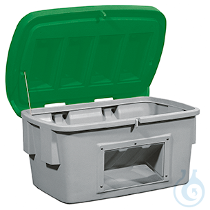Grit container with dispensing hatch PE green V...