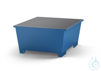 IBC-station steel lam. blue grid galv. feet construc. V=1000L, 1350x1650x710