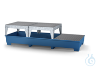 IBC-station steel lam. blue grid  feet construc. V=1000L, 3280x1300x883