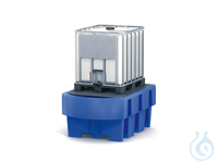 IBC station PE blue grid galv. forklift accessible V=1000L, 1280x1910x860