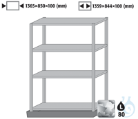Bodenauffangwanne Regalsystem mit 4 Fachböden, Auffangwanne verzinkt (V=80...