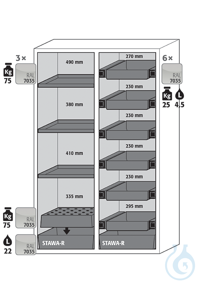 Equipment packages S90 3x HF.ML.5553shelfpowder-coated sheet steelRAL 7035...