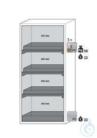 Equipment packages S90 3x HF.I.25615_Ntray shelfPP rawmetal free, L= 50 kg,...