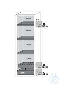 Equipment packages S90 3x HF.ML.5553shelfpowder-coated sheet steelRAL 7035...