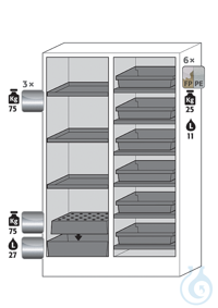 Equipment packages K30 3x HF.M.10534shelfstainless steel 1.4301, L= 75 kg1x...