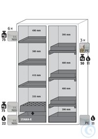 Equipment packages S90 3x HF.ML.5553shelfpowder-coated sheet steelRAL 7035...