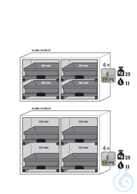 Equipment packages SL 4x HF.I.27353 pull-out shelf AbZ panel melamine resin-coated/PP with...