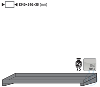 shelf sh.steel lam. for GOD B1350 1340x340x35 Shelf standardsheet steel...