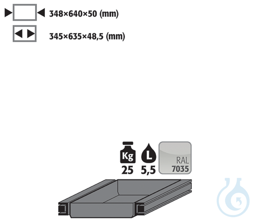 drawer right sh.steel lam. for S90 B600T750 348...