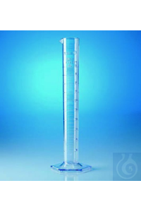Messzylinder SAN 50 ml nach DIN 12681 und ISO 6706. Glasklar, mit erhabener...