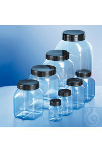 Weithals-Flasche PVC 2000 ml transparent, viereckig, mit schwarzem...
