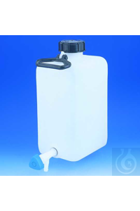 Flasche eckig PE-LD 5 lt/Hahn PE-HD natur/durchscheinend. Starke Ausführung,...