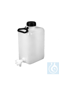 Flasche eckig PE-LD 5 lt/Hahn PE-LD natur/durchscheinend. Starke Ausführung,...
