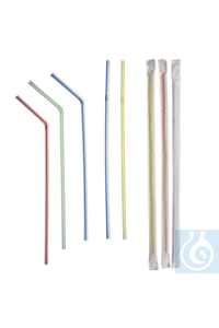 Trinkhalme PP ø 5x240 mm Weiss mit bunten Streifen. Für Patienten in...