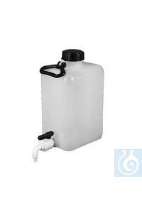 Flasche eckig PE-LD 5 lt/Kugelv. PP natur/durchscheinend. Starke Ausführung,...