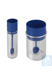 Stuhl-Sammelbehälter PS 15 ml transparent, mit aufsteckbarem, blauem Deckel...